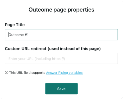 Outcome page.