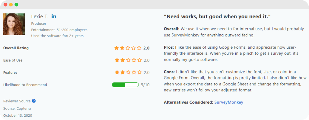 Google Forms review.