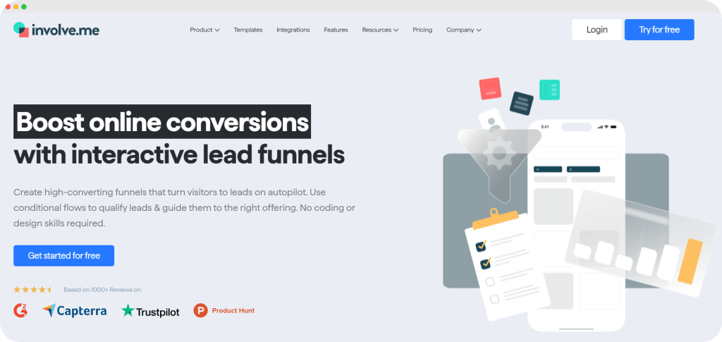 Involve.me homepage.