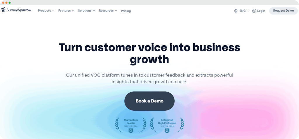 SurveySparrow homepage.