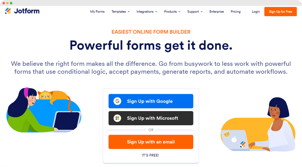 Jotform homepage.