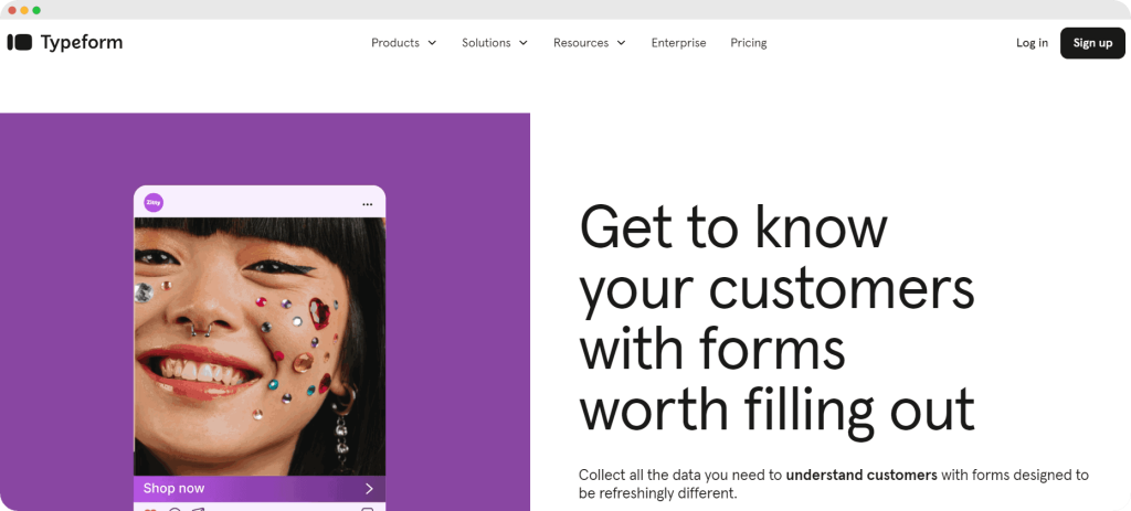 Typeform homepage.