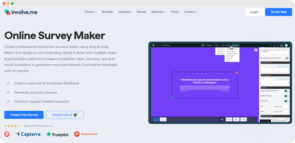 Involve.me homepage.