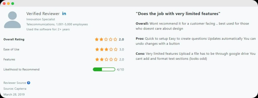 Google Forms review.