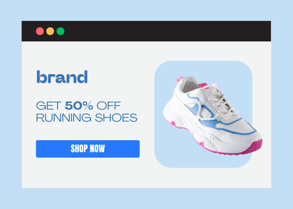 Example of landing page for running shoes discount.