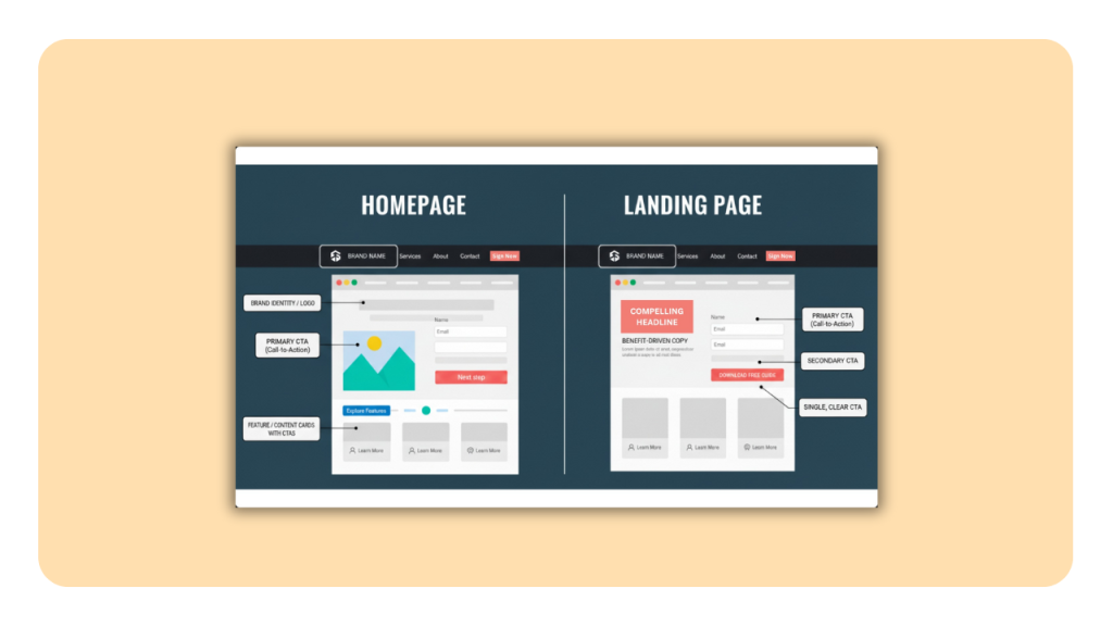 Landing Page vs Homepage.