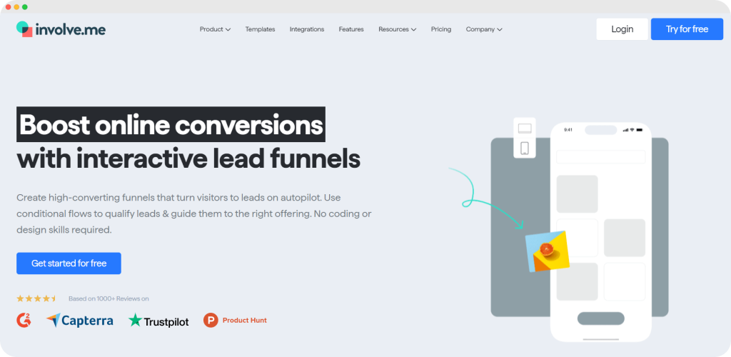 Involve.me homepage.