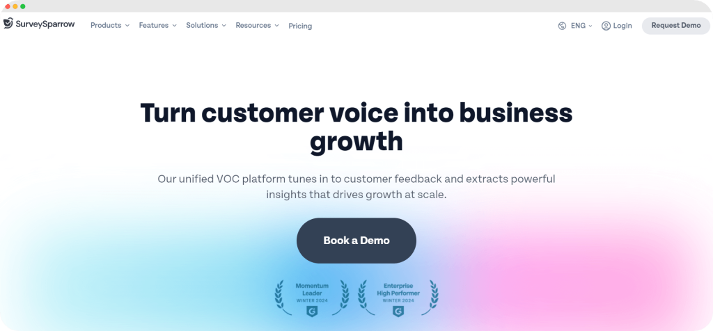 SurveySparrow homepage.