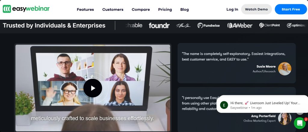 Video on Landing Page.
